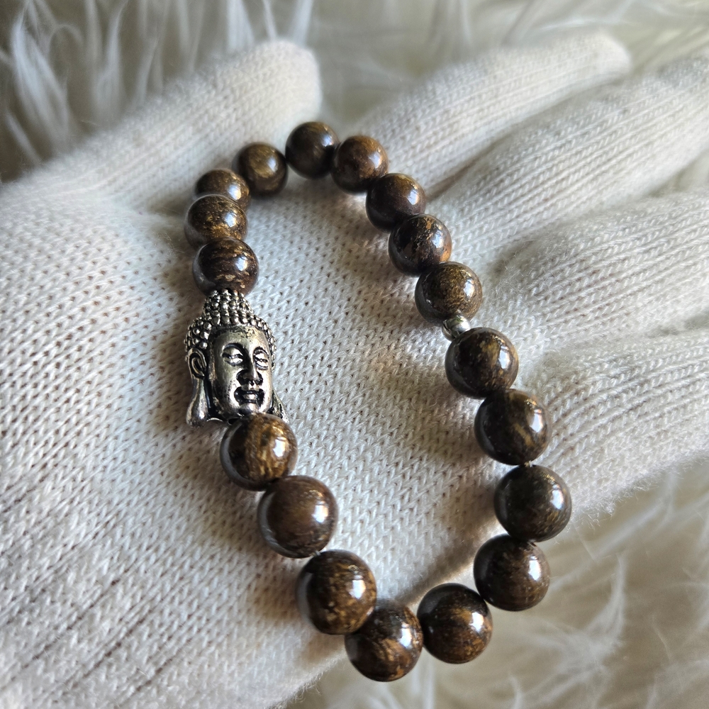 Bronzite Stone Beaded Bracelet – Handmade Grounding Jewelry with Buddha Charm